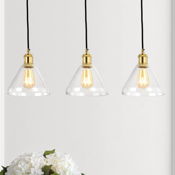 Kiawah Island 30.5" Metal/Glass Contemporary Modern LED Pendant - JONATHAN Y